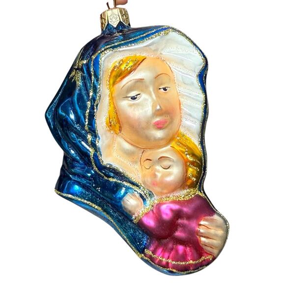 Komozja Family Polish Glass Ornament Holy Mother Mary Baby‎ Jesus Christmas 5" - Picture 2 of 10
